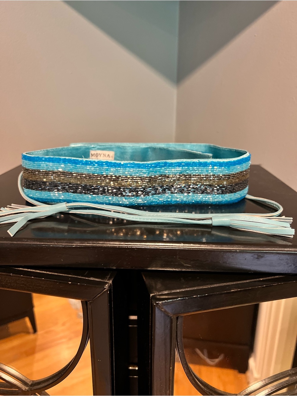 Moyna Beaded Turquoise Waist Belt with Tassels